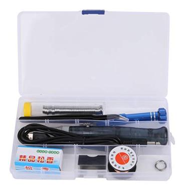 Imagem de Kit de Ferro de Solda Garosa Mini Ferramenta de Reparo de Soldagem USB Portátil Conjunto de Equipamentos Caixa de Caneta Elétrica Ponta com Suporte de Fio de Dados Alicate Curvo Pequena Bobina de