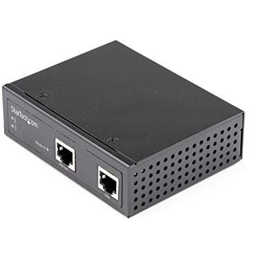 Imagem de StarTech. com Injetor PoE Gigabit Ethernet industrial - Adaptador de injetor de energia de trilho DIN 30W 802.3at PoE+ Midspan 48V-56VDC - -40C a +75C câmeras/sensores/acesso WiFi (POEINJ30W)