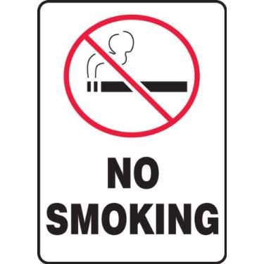 Imagem de Accuform MSMK919VS Placa de Segurança de Vinil Adesivo, Lenda "No Smoking" com Gráfico, 35,5 cm de Comprimento x 25,4 cm de Largura x 0,01 cm de Espessura, Vermelho/Preto sobre Branco
