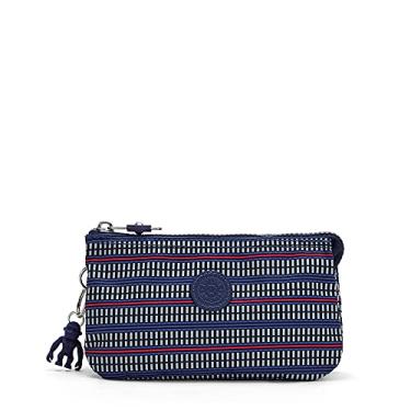 Imagem de Kipling Criativity Bolsa estampada grande azul com estampa geográfica, Estampa azul Geo, 7.25" L X 4.25" H X 0.5" D