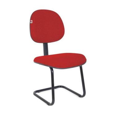 Imagem de Cadeira Executiva Pé Contínuo Tecido Vermelho - Shopcadeiras
