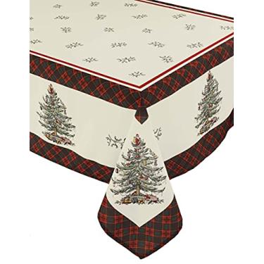 Imagem de Avanti Linens Toalha de mesa Spode Christmas Tree Collection, 132 cm x 177 cm, tartã vermelho