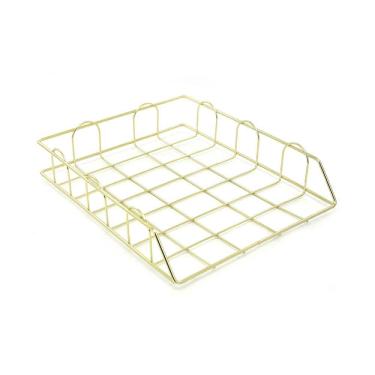 Imagem de Bandeja Le Aramada Metal Porta Papel Empilhável Ouro