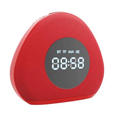 Imagem de HIOD Alto-falante Bluetooth multifuncional Super Bass Microfone embutido 33 pés (10 m) Alcance 12h Alto-falante sem fio para tempo de reprodução com despertador/lâmpada de mesa, vermelho