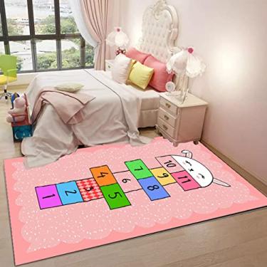 Imagem de Tapete de área de fundo de desenho animado com animais fofos em estilo desenho animado tapete de área de poliéster para sala de jantar dormitório quarto casa decorativa 79 x 118 polegadas