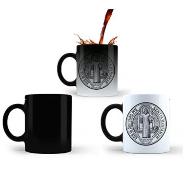 Imagem de Caneca Mágica Religiosa Medalha de São Bento 325ml Cerâmica