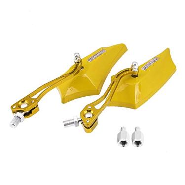 Imagem de Senyar Espelho retrovisor lateral, 1 par de 10 mm, 8 mm, universal, motocicleta, scooter, liga de alumínio, espelhos retrovisores laterais (dourado)