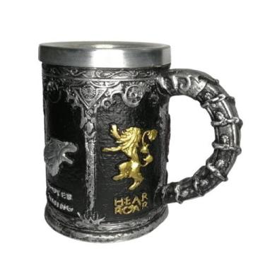 Imagem de Caneca Térmica Resina Game Of Thrones Casas Stark Targaryen - Coisaria