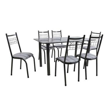Imagem de Conjunto De Mesa Granada Com 6 Cadeiras Lisboa Preto Prata E Preto Lis