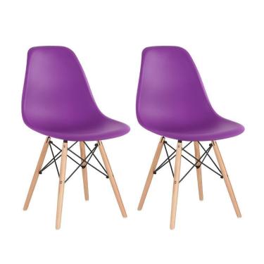 Imagem de Kit 2 Cadeiras Charles Eames Eiffel Dsw Com Pés De Madeira Clara Roxo