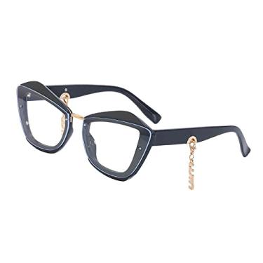 Imagem de Óculos de sol de olho de gato fashion feminino high-end e personalidade pingente protetor solar feminino, WTYJ117 Clear, tamanho único