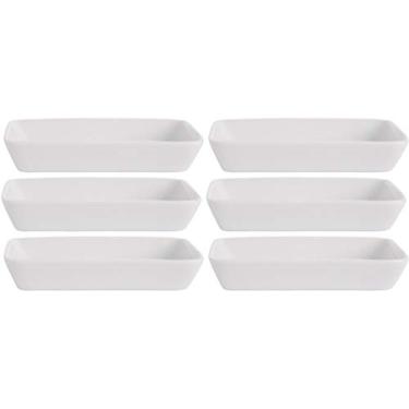 Imagem de Home Essentials 15243 Mini prato retangular de tapas para violino e samambaia, conjunto de 6, branco