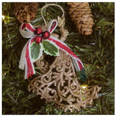 Imagem de Kit 8 Enfeite Pendente Árvore Natal Anjo Dourado 12,5cm