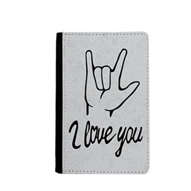 Imagem de Carteira preta I Love You personalizada Gesto Passaporte Notecase Burse Capa Carteira Cartão Bolsa, Multicolor