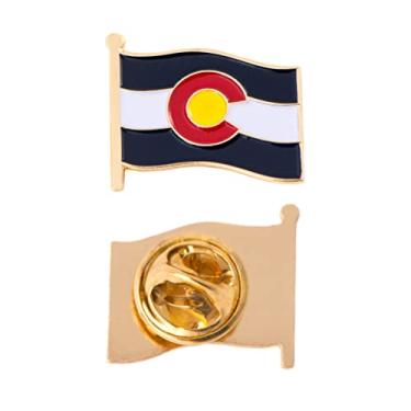 Imagem de Broche de lapela da bandeira do estado do Colorado CO esmaltado feito de metal chapéu de lembrança masculino feminino patriótico (bandeira ondulada broche de lapela)