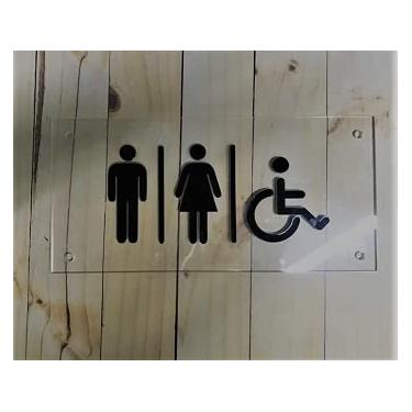 Imagem de Placa indicativa para banheiro em acrílico pt/transp 25 x12 cm Lavavel