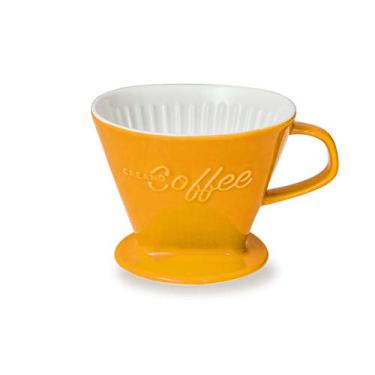 Imagem de Creano Cafeteira de cerâmica para coador de café de porcelana XGG – Tamanho do filtro 4 açafrão – qualidade enorme e pesada 800 g – 6 cores disponíveis