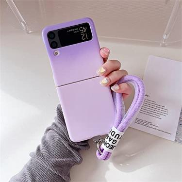 Imagem de Corda de Pulso Moda Estojo Cor Doce Gradiente para Samsung Galaxy Z Flip 3 4 5G Z Flip3 Flip4 Zflip3 Zflip4 Capa,D,Para Z Flip 4
