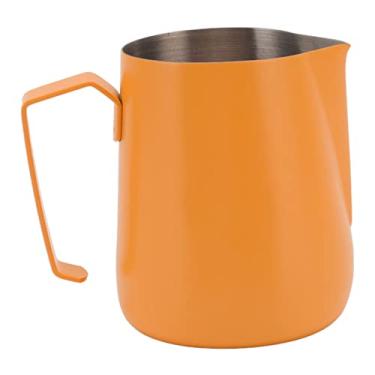 Imagem de Jarro para Espuma de Leite Padrão Fashion 304 Aço Inoxidável Multiuso Jarro para Vaporização de café Design de Uma Peça Grau Alimentício para Cafeteria (Laranja)