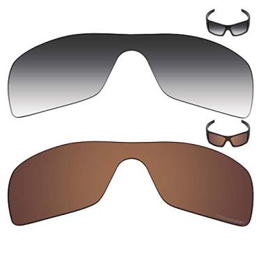 Imagem de Mryok+ 2 pares de lentes polarizadas de substituição para óculos de sol Oakley Batwolf – Cinza dégradé tingido/marrom bronze