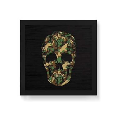 Imagem de Arte Maníacos Quadro Decorativo em Madeira Caveira Militar Central - 30x30cm (Moldura caixa em laca preta)
