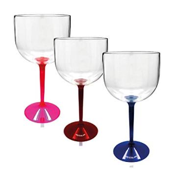 Imagem de Kit 3 Taças Gin Bicolor Rosa, Vermelho e Azul Acrílico KrystalON