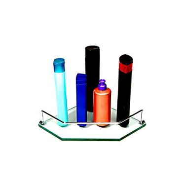 Imagem de Porta Shampoo de Canto Reto em Vidro Incolor Lapidado - Aquabox - 25cmx25cmx10mm