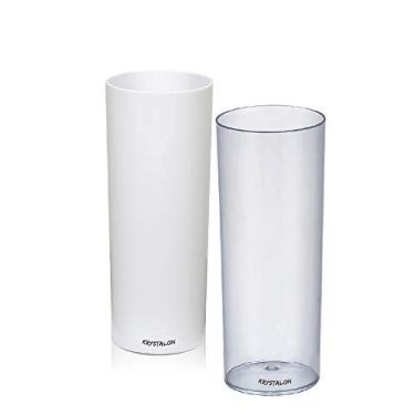 Imagem de Kit 2 Copos Tubo Branco e Transparente 300 ml