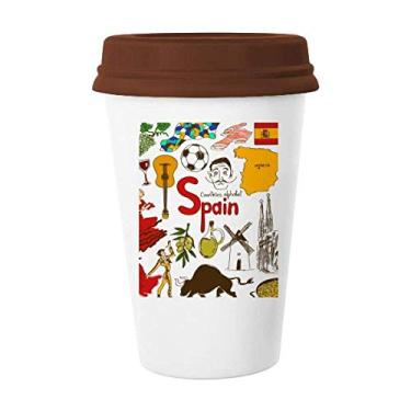 Imagem de Caneca de cerâmica com a bandeira nacional de Espanha Landscap com vidro para beber café