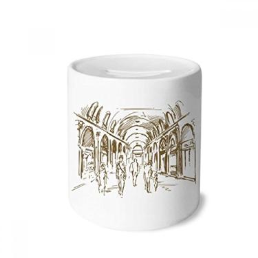 Imagem de DIYthinker Caixa de moedas de cerâmica com desenho de marco de corredor, porta-moedas