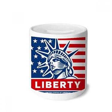 Imagem de DIYthinker Caixa de moedas de cerâmica com estampa de estátua da liberdade com porta-moedas com porta-moedas