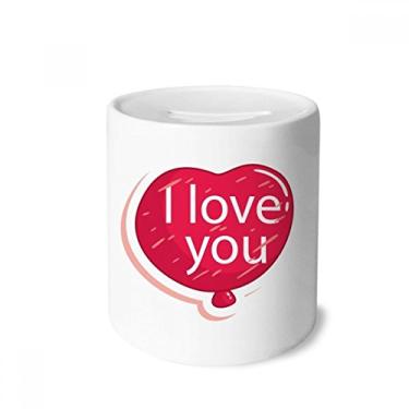 Imagem de Caixa de moedas de cerâmica com balão I Love You, dia dos namorados, presente de cofrinho