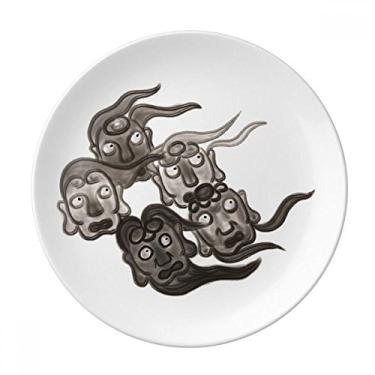 Imagem de Prato de tinta chinesa estilo cinco Goblins decorativo de porcelana salver talheres, Prato de jantar