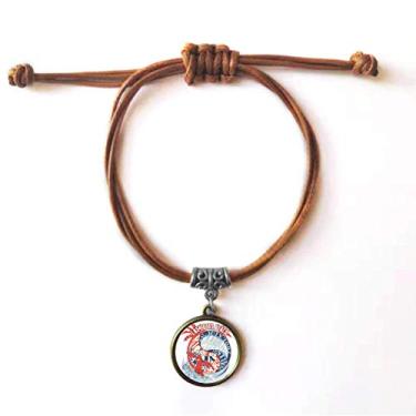 Imagem de DIYthinker Pulseira de couro World Beach Lagosta Marine Organismo Pulseira de couro Corda Marrom Joia Presente