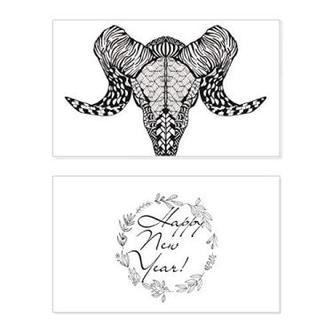 Imagem de Long Horns Antelope Animal Rettrait Sketch New Year Festival Greeting Card Bless Message Gift