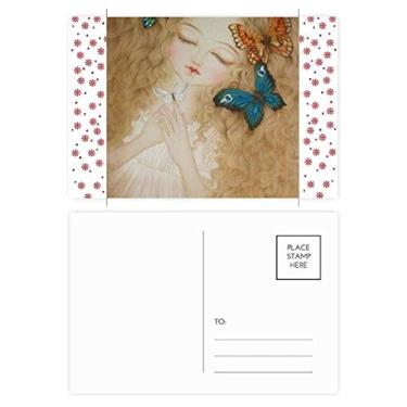 Imagem de Vestido Borboleta Pretty Girl Pintura Chinesa Natal Natal Celebração Cartão Postal Blessing Mailing Card