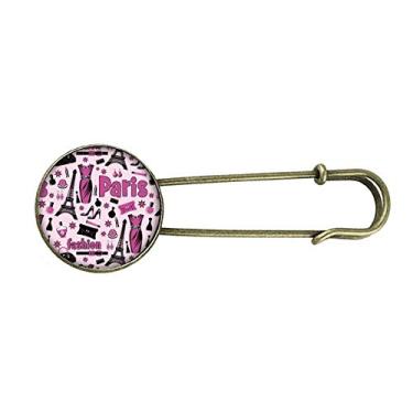 Imagem de Curativo Lady France Torre Eiffel Rosa Retrô Broche de Metal Clipe Joia