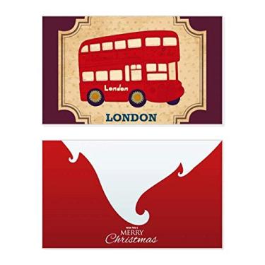 Imagem de Carimbo de ônibus do Reino Unido Londres de dois andares feriados, Feliz Natal Cartão de parabéns Mensagem de Natal