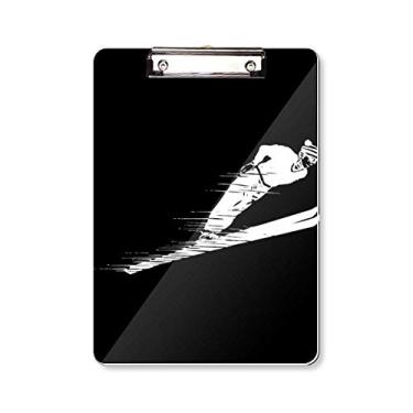 Imagem de Prancheta de prancheta com estampa de esqui de inverno para pasta, bloco de escrita A4