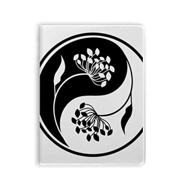 Imagem de Budismo Yin-yang Caderno de flores brancas, preto, capa de goma Diário