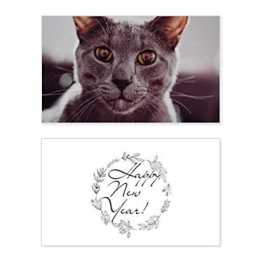 Imagem de Animal Grande Olho Gato Fotografia Ano Novo Festival Cartão Bless Mensagem Presente