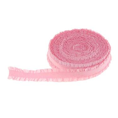 Imagem de oshhni 1 rolo Picot Edge stretch renda dupla babados fita artesanato costura - rosa