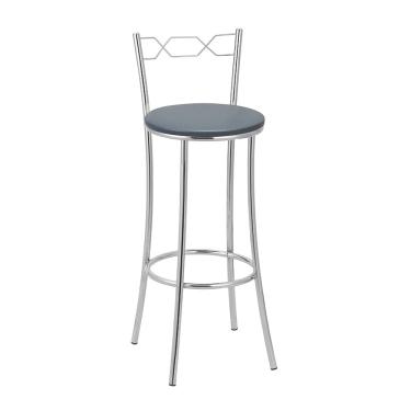 Imagem de Kit 2 Banquetas Cromadas BC51A de Metal e Assento Espuma D15 Treparoni - Cinza