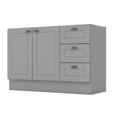 Imagem de Balcão 02 Portas 03 Gavetas 120cm Americana Flex Cinza Henn 