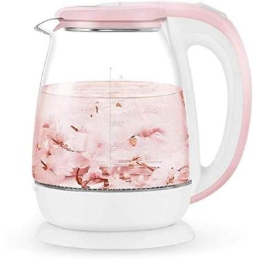 Imagem de Chaleira Elétrica De Vidro, Chaleira Ecológica Com LED Iluminado, Caldeira De Água Sem Fio Sem BPA Com Tampa Interna E Fundo De Aço Inoxidável, Desligamento Automático De Fervura Rápida E Proteção