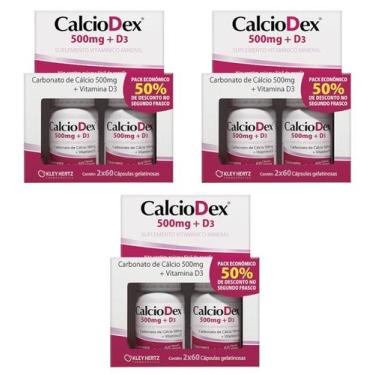 Imagem de Combo 3 Kits Calciodex Cálcio 500Mg + Vitamina D3 (360 Cápsulas) - Kle