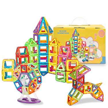 Imagem de Brastoy Blocos de Montar Magnéticos Construção Brinquedo Educativo Infantil 120 Peças