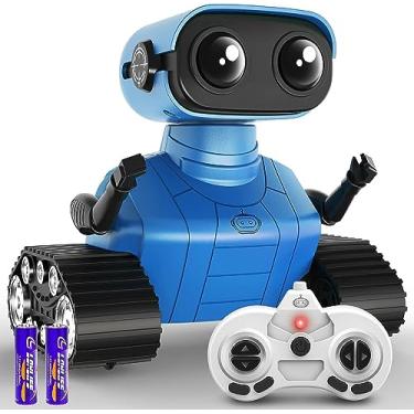 Imagem de Brinquedos robóticos para meninos e meninas, robôs emo de controle remoto recarregáveis ​​com demonstração automática, cabeça e braços flexíveis, movimentos de dança, música (Azul)