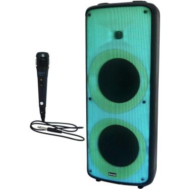 Imagem de Caixa Som Amplificada Portátil Bluetooth 2000W Rms Show de Leds Amvox Aca 2000 Party Vox 1 Microfone
