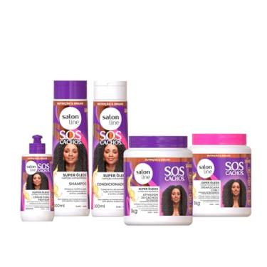 Imagem de Salon Line, Kit Completo Super Óleos, SOS Cachos, Apenas a Cremáscara Não é Vegana - Para Cabelos Cacheados e Crespos, 300ml e 1kg